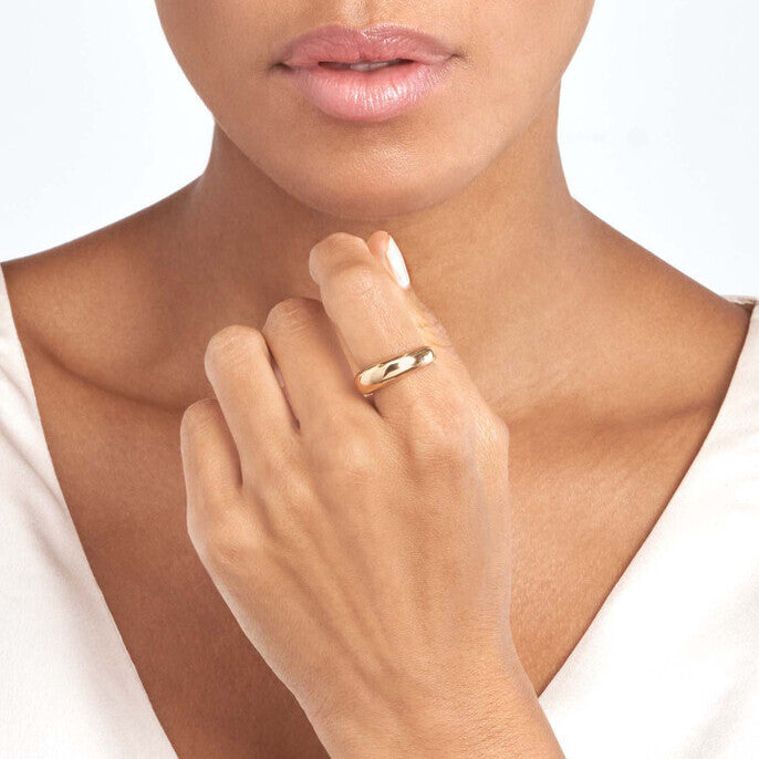 14K Yellow Gold Domed Puff Ring