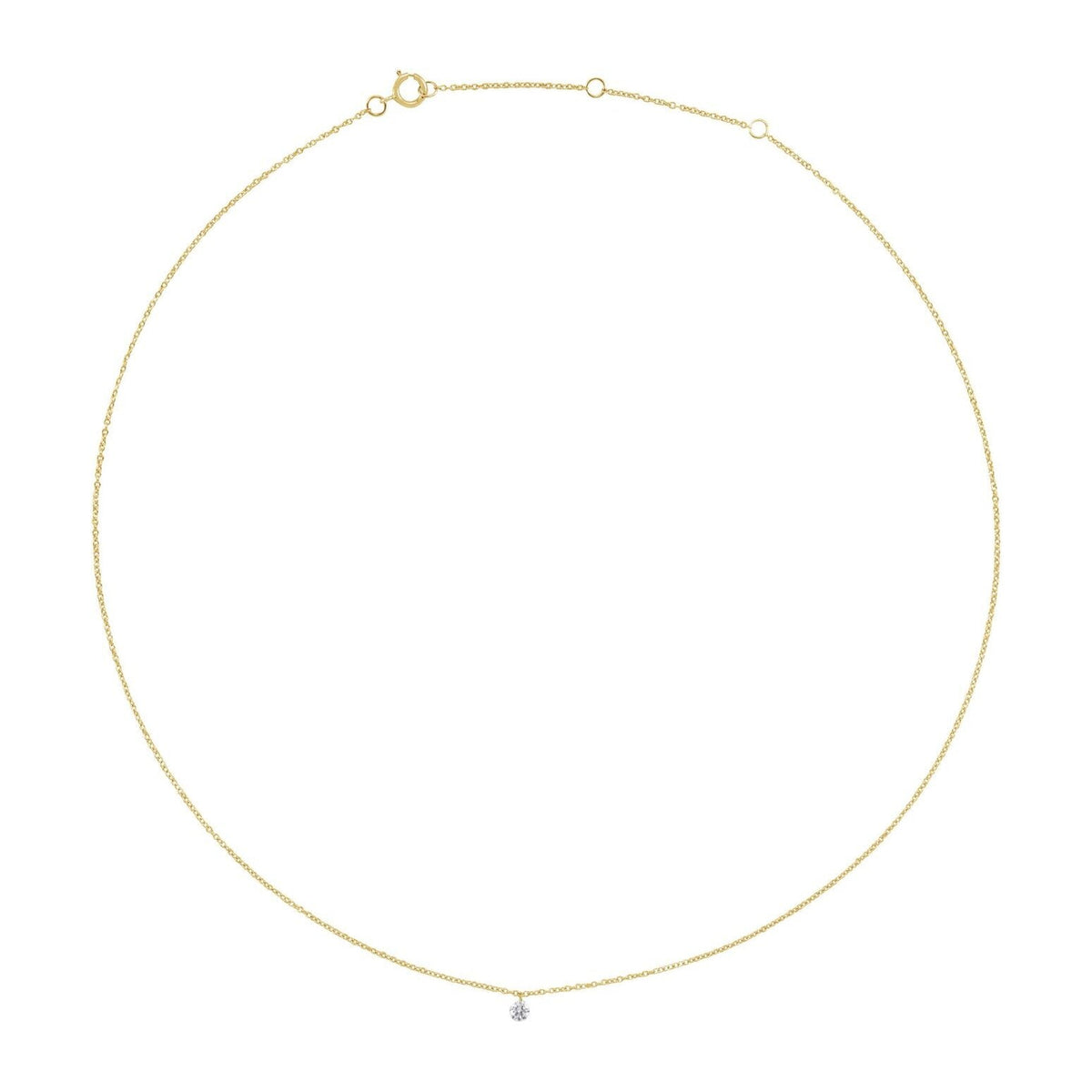 14K Yellow Gold Petite Drilled Diamond Necklace