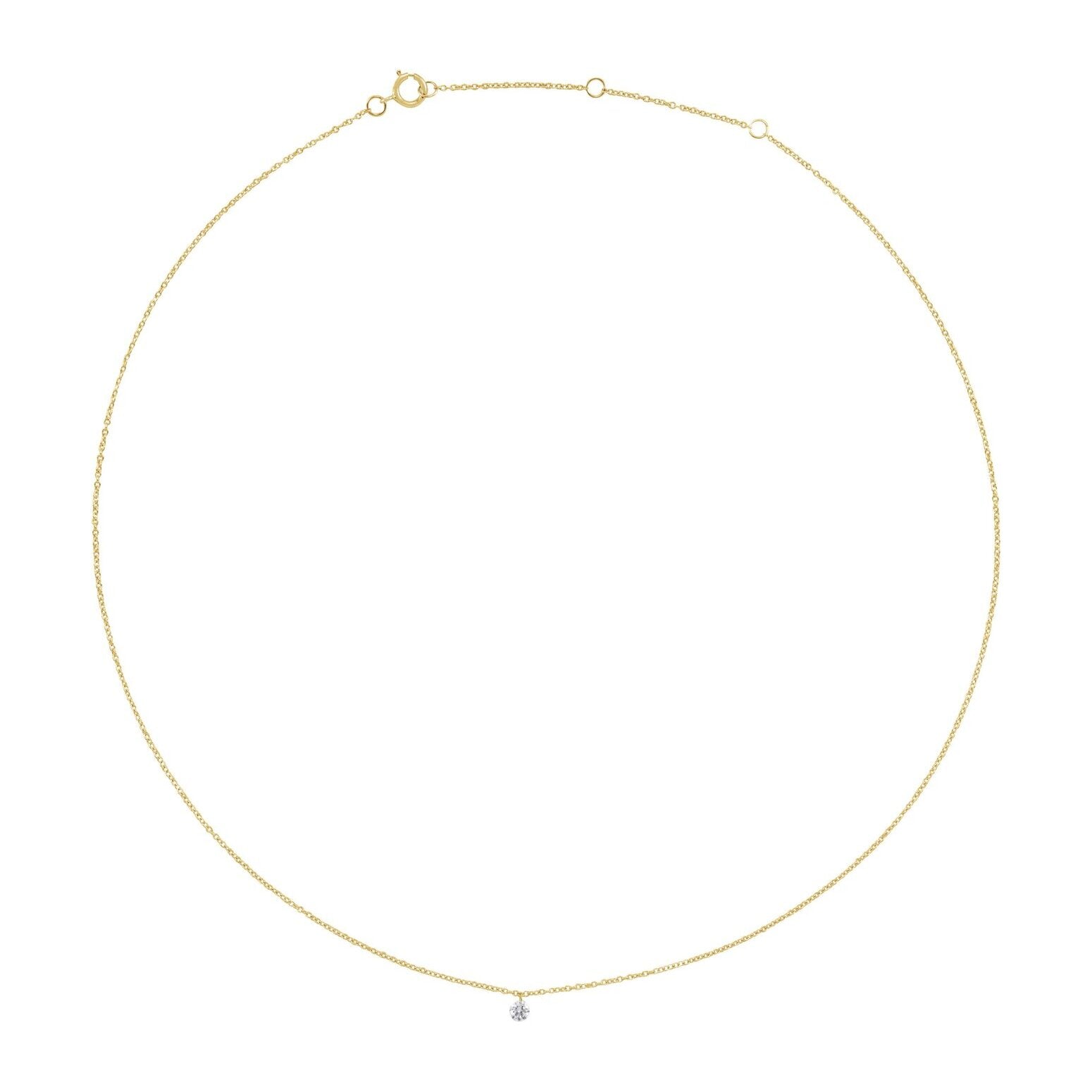 14K Yellow Gold Petite Drilled Diamond Necklace