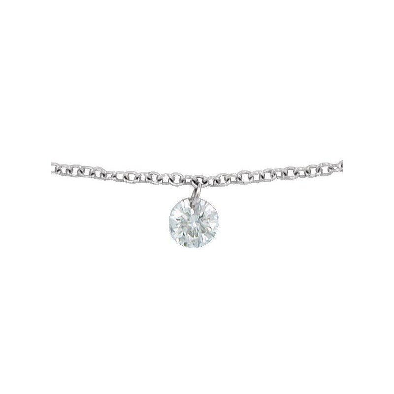 14K White Gold Petite Drilled Diamond Bracelet