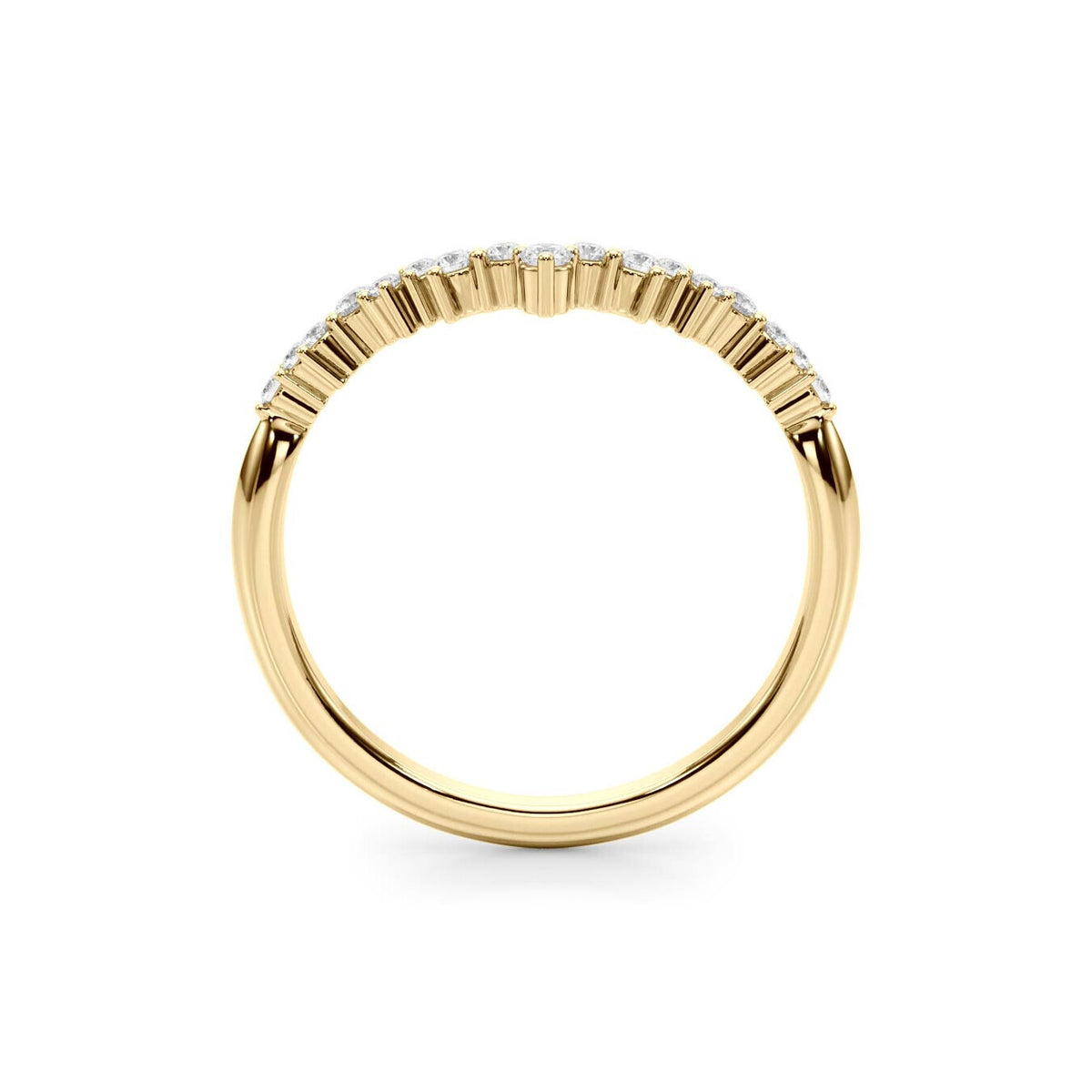 14K Yellow Gold Scattered Diamond Chevron Band