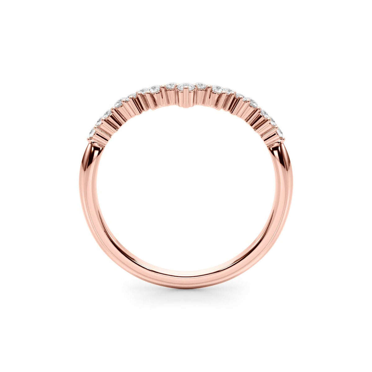 14K Rose Gold Scattered Diamond Chevron Band