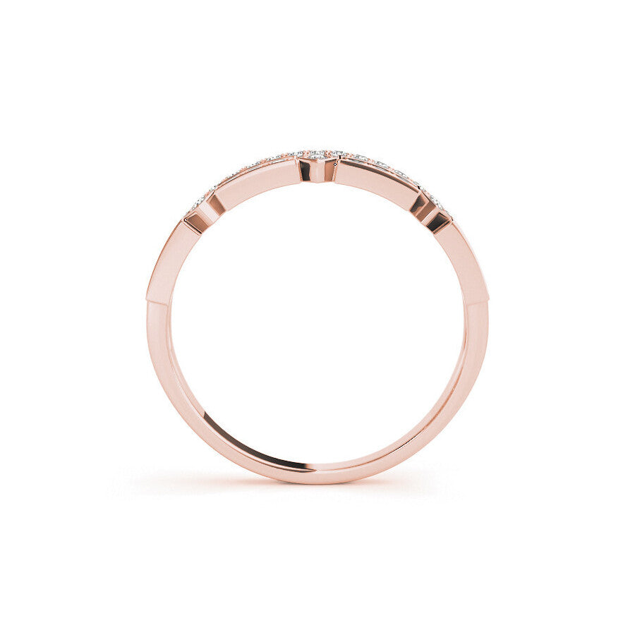 14K Rose Gold Geometric Double Diamond Band