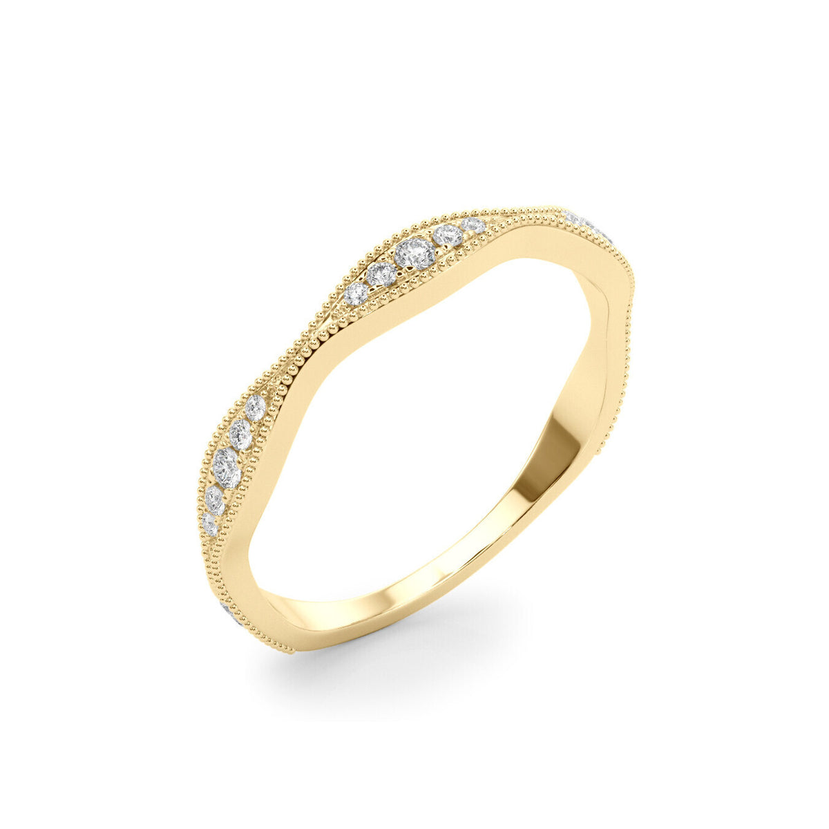 14K Yellow Gold Diamond Pavé Wave Ring