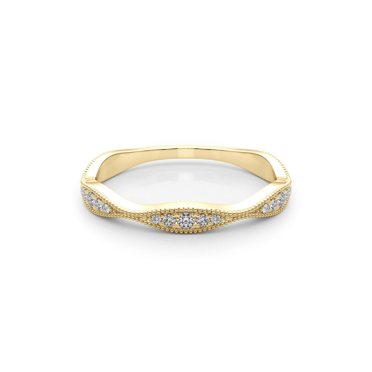 14K Yellow Gold Diamond Pavé Wave Ring