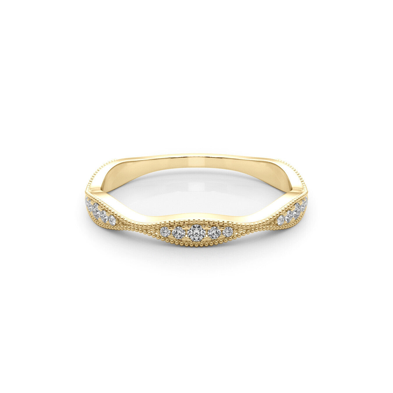 14K Yellow Gold Diamond Pavé Wave Ring