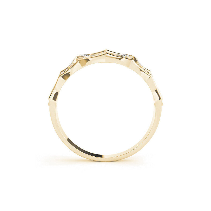 14K Yellow Gold Bamboo-Inspired Pavé Ring