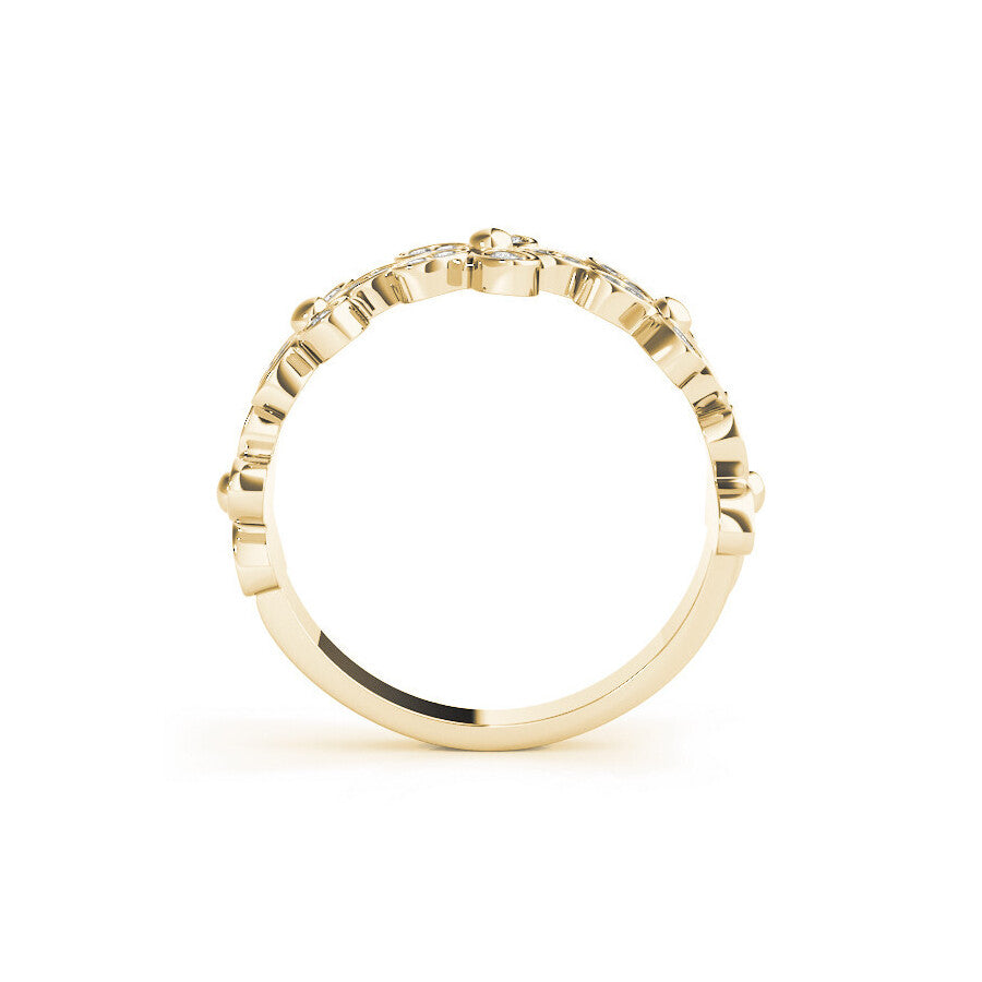 14K Yellow Gold Diamond Flower Band