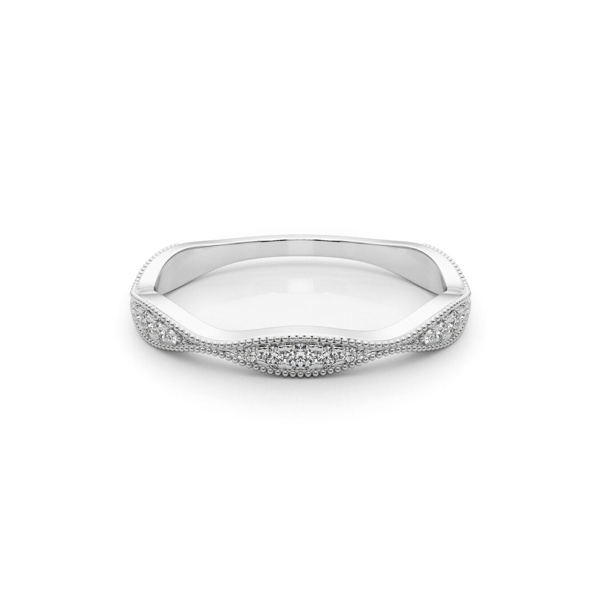 14K White Gold Diamond Pavé Wave Ring