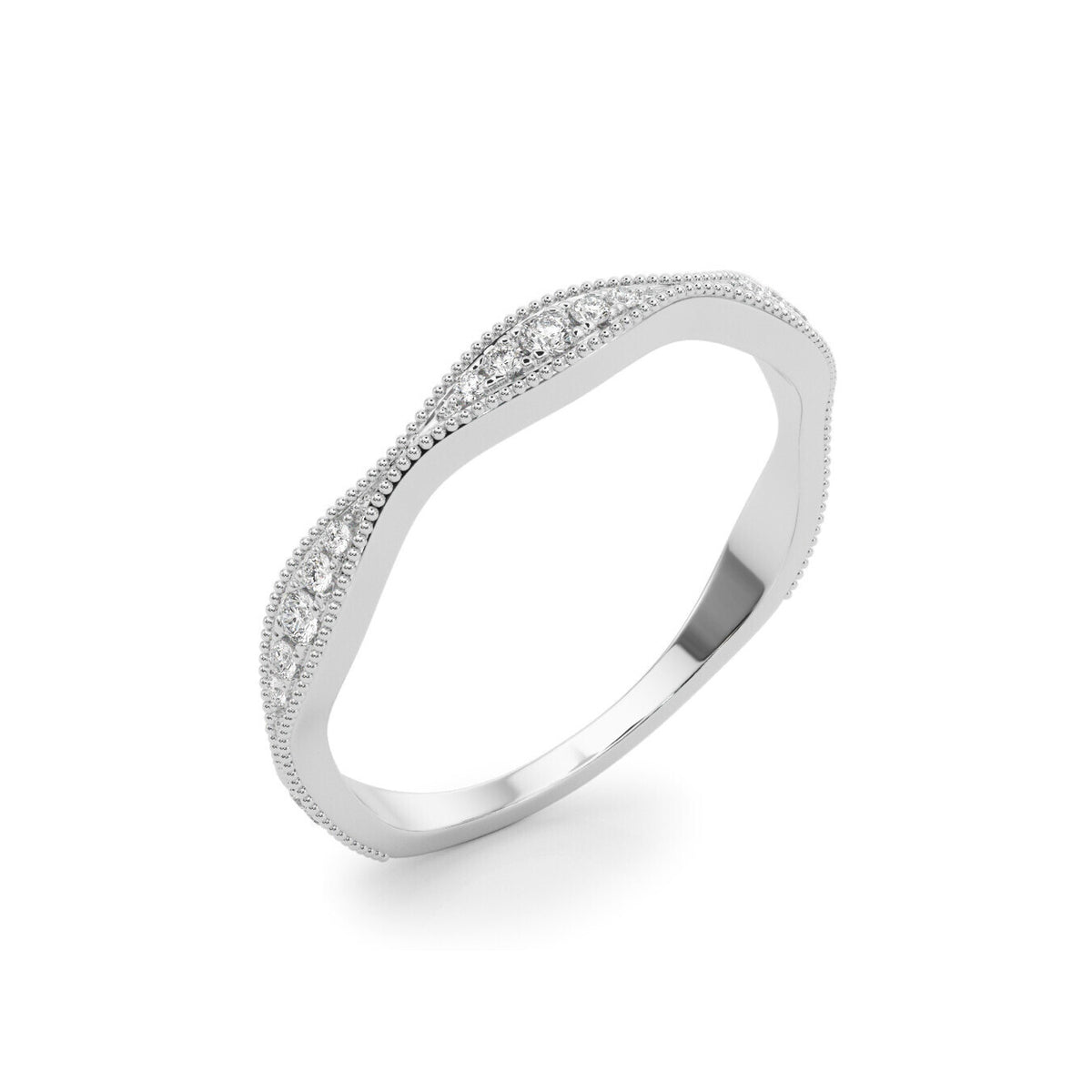 14K White Gold Diamond Pavé Wave Ring