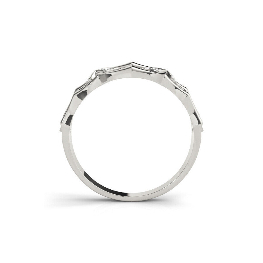 14K White Gold Bamboo-Inspired Pavé Ring