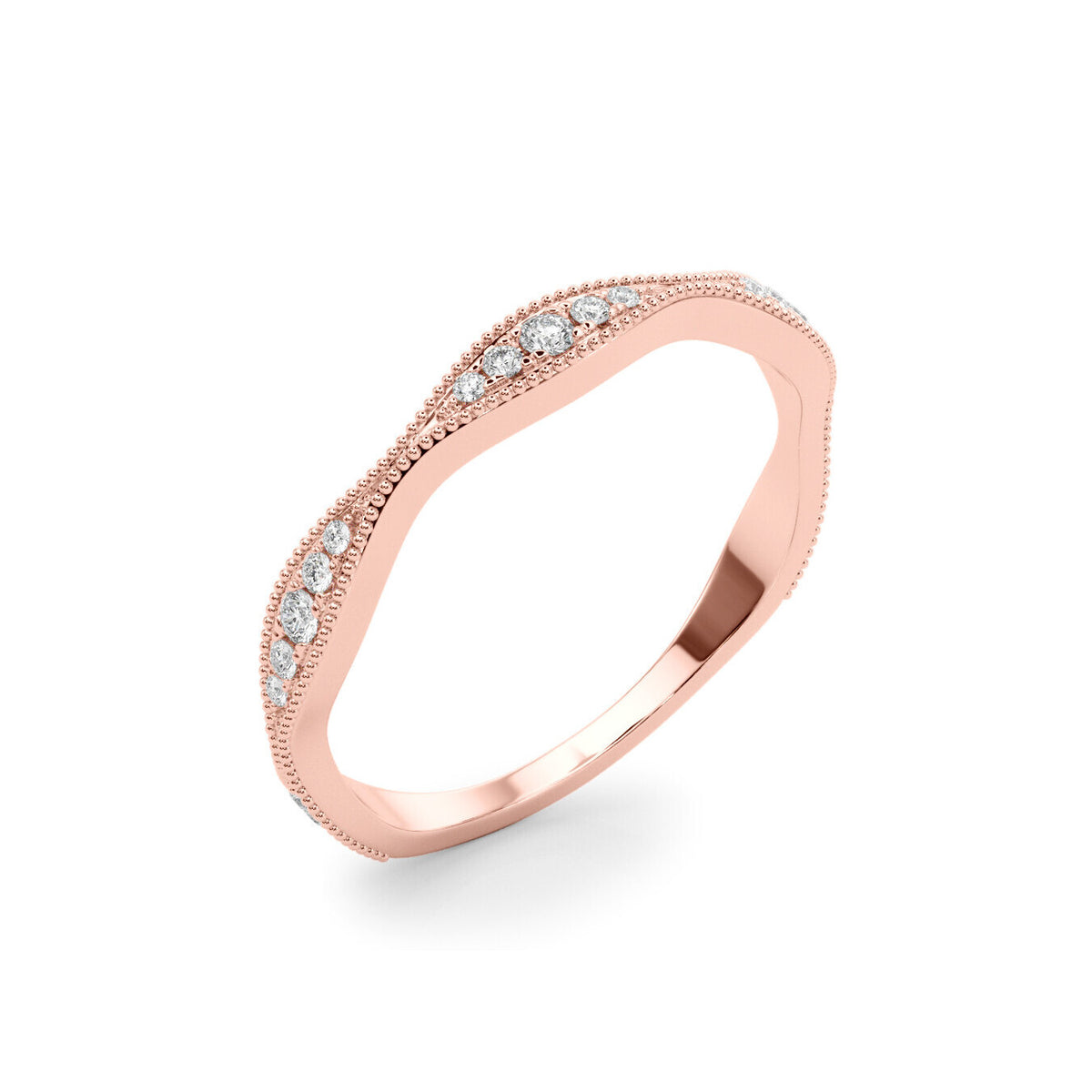 14K Rose Gold Diamond Pavé Wave Ring