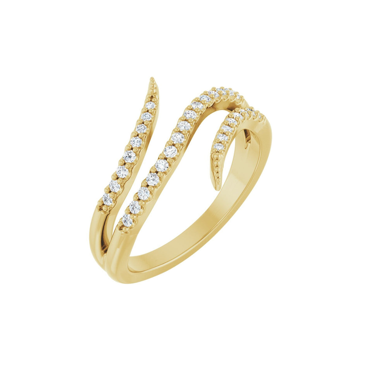 14K Yellow Gold Pavé Diamond Bypass Ring