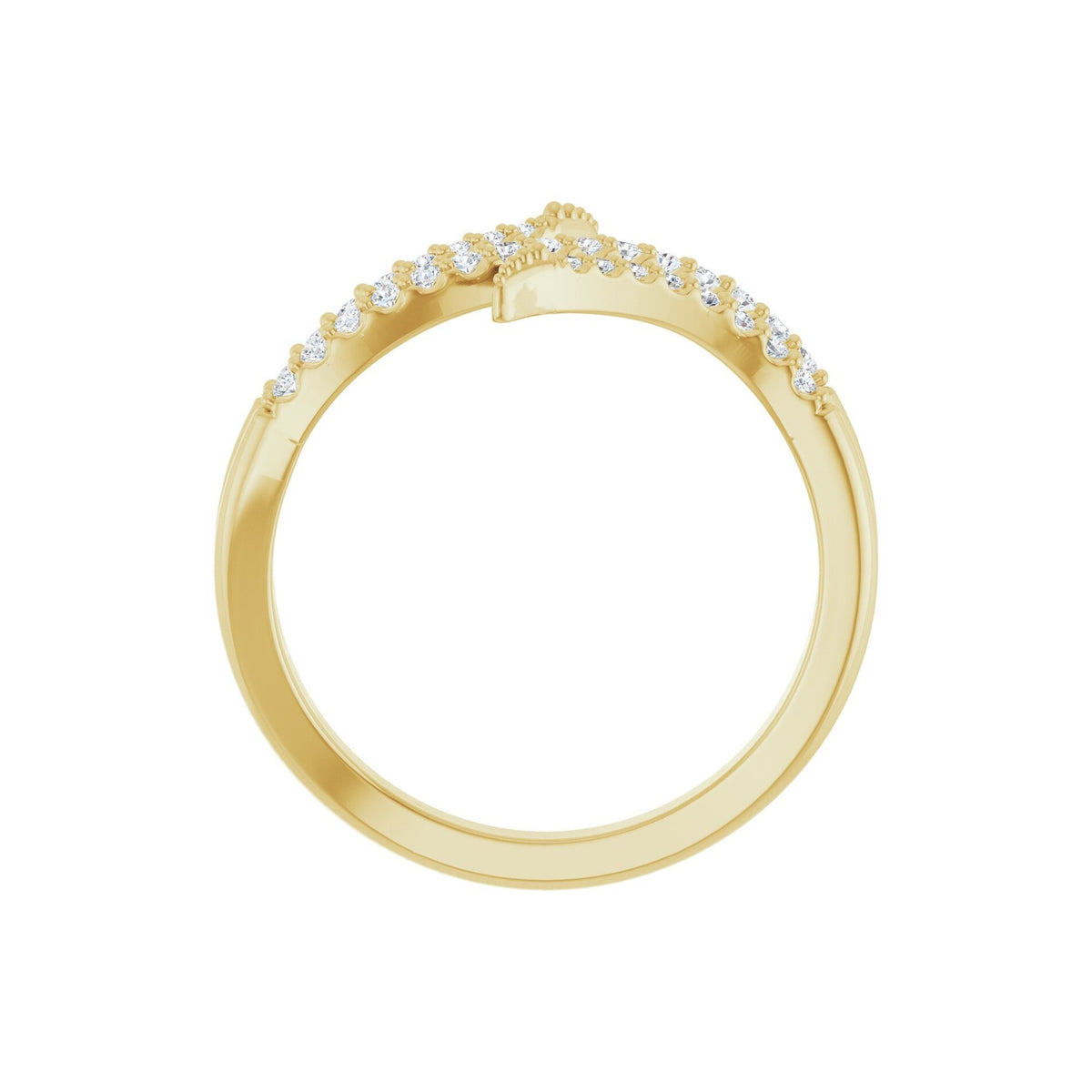 14K Yellow Gold Pavé Diamond Bypass Ring