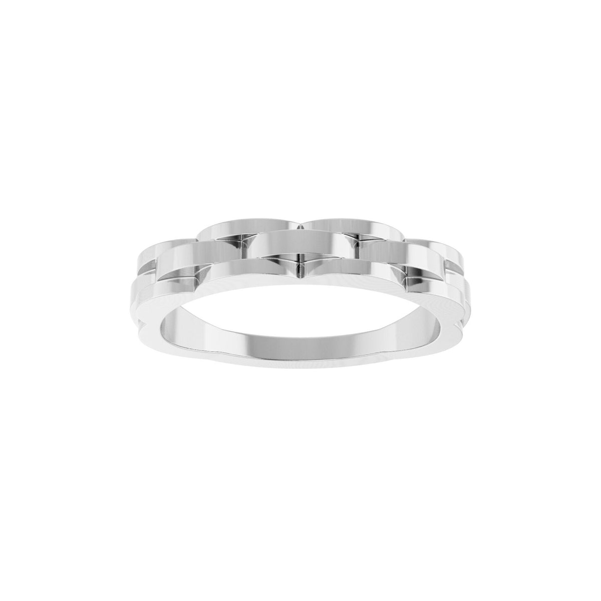 14K White Gold Partial Chain Link Ring