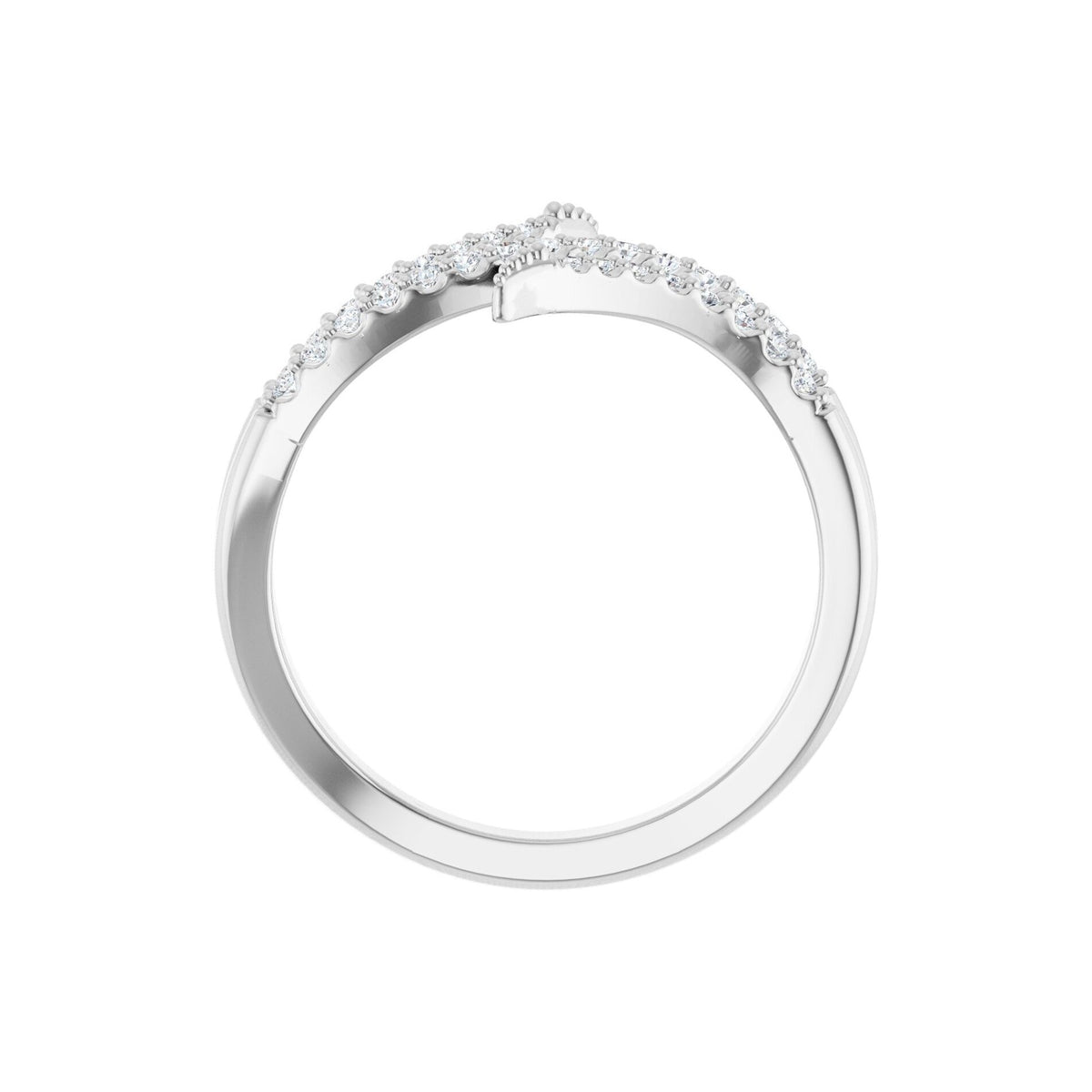 14K White Gold Pavé Diamond Bypass Ring