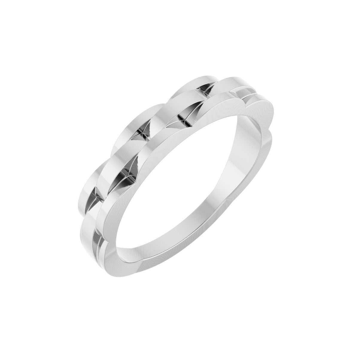 14K White Gold Partial Chain Link Ring