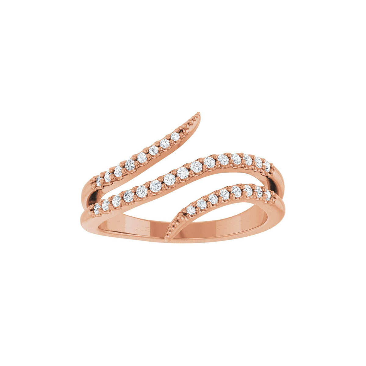 14K Rose Gold Pavé Diamond Bypass Ring