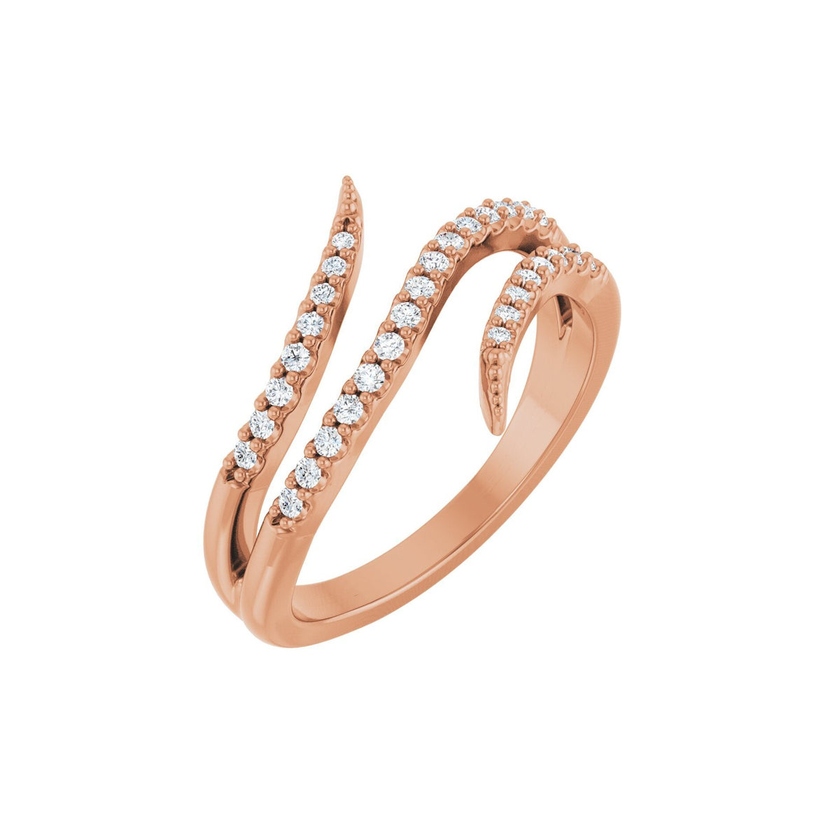 14K Rose Gold Pavé Diamond Bypass Ring