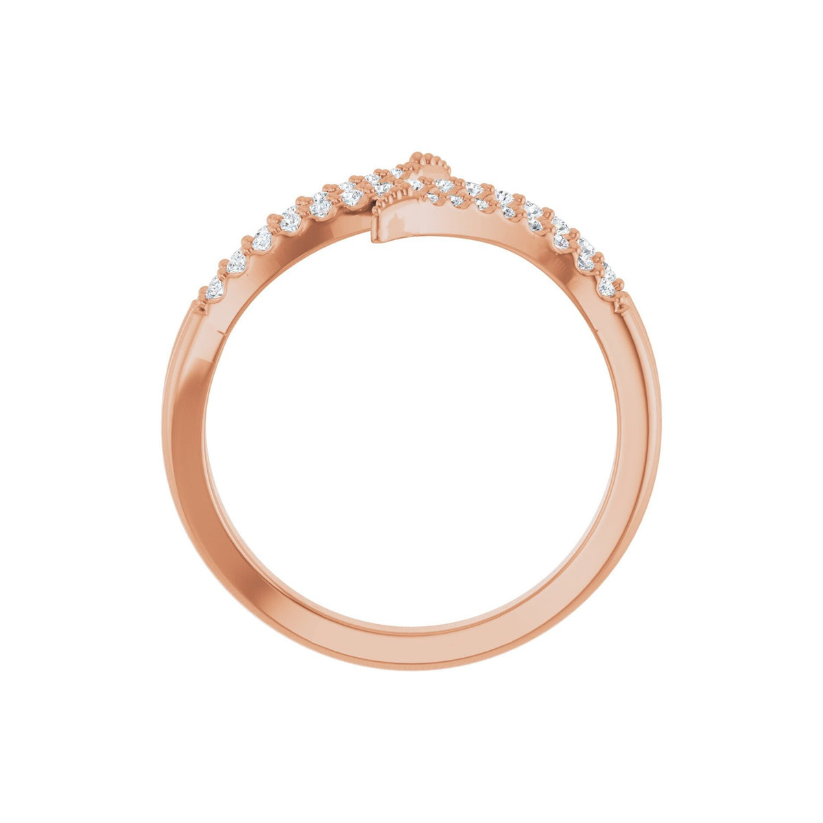 14K Rose Gold Pavé Diamond Bypass Ring