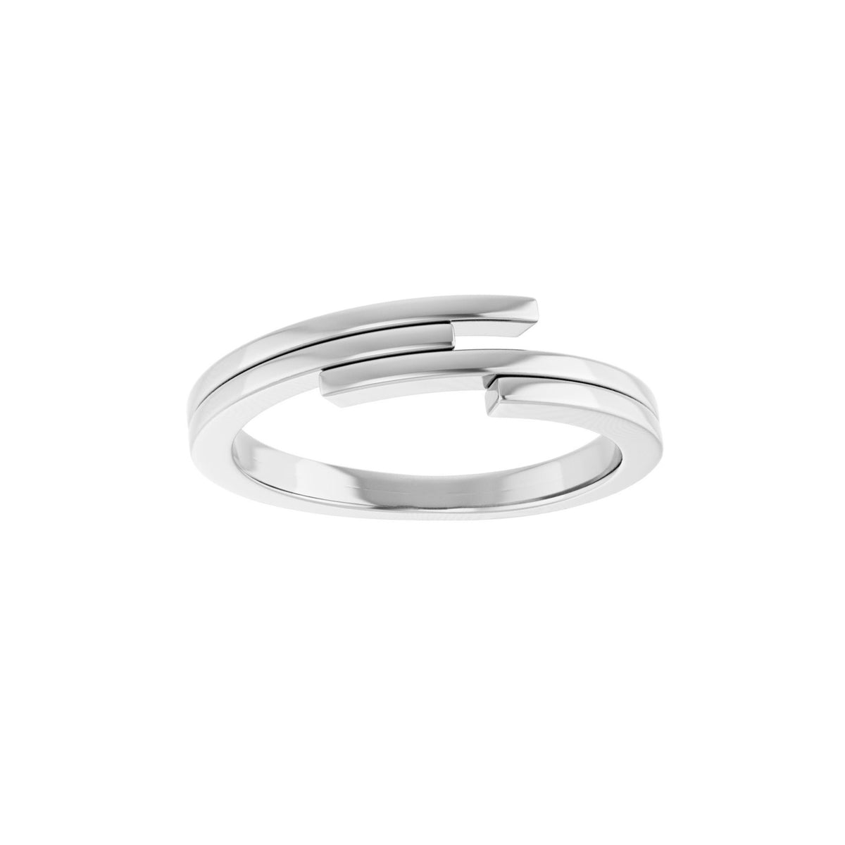 14K White Gold Geometric Bypass Ring