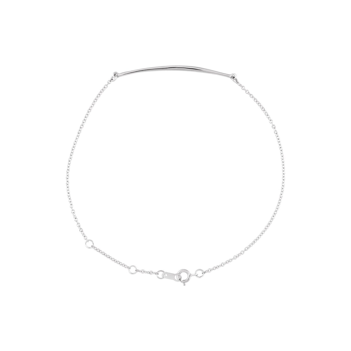 14K White Gold Curved Bar Bracelet