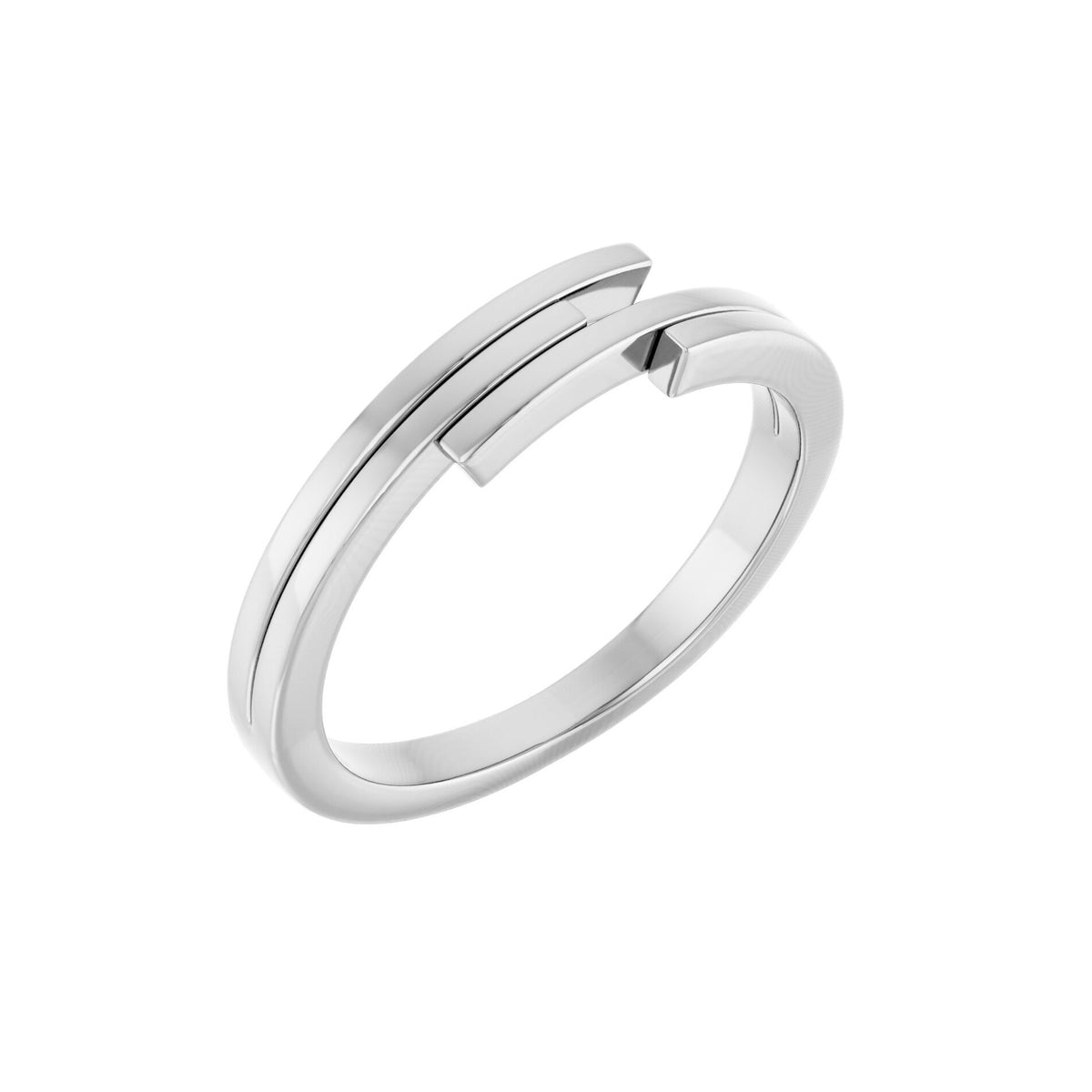 14K White Gold Geometric Bypass Ring