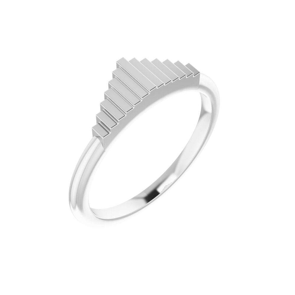 14K White Gold Art Deco-Inspired Geometric Ring