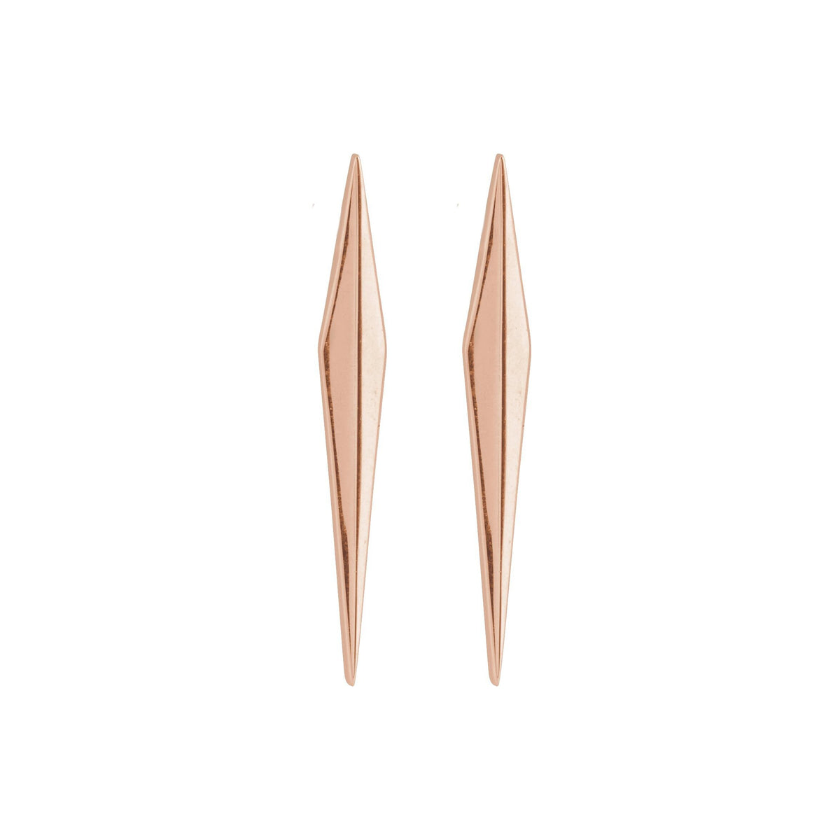 14K Rose Gold Elongated Spike Studs