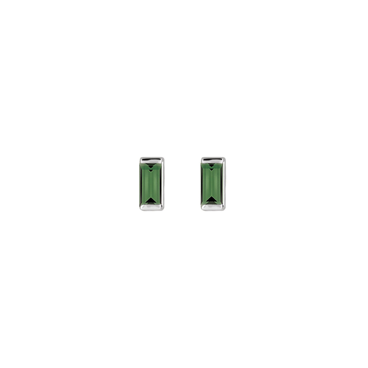 14K White Gold Micro Green Tourmaline Studs