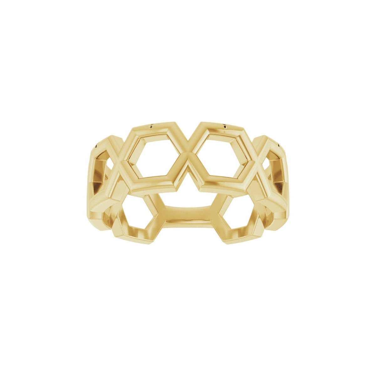 14K Yellow Gold Honeycomb Pattern Ring