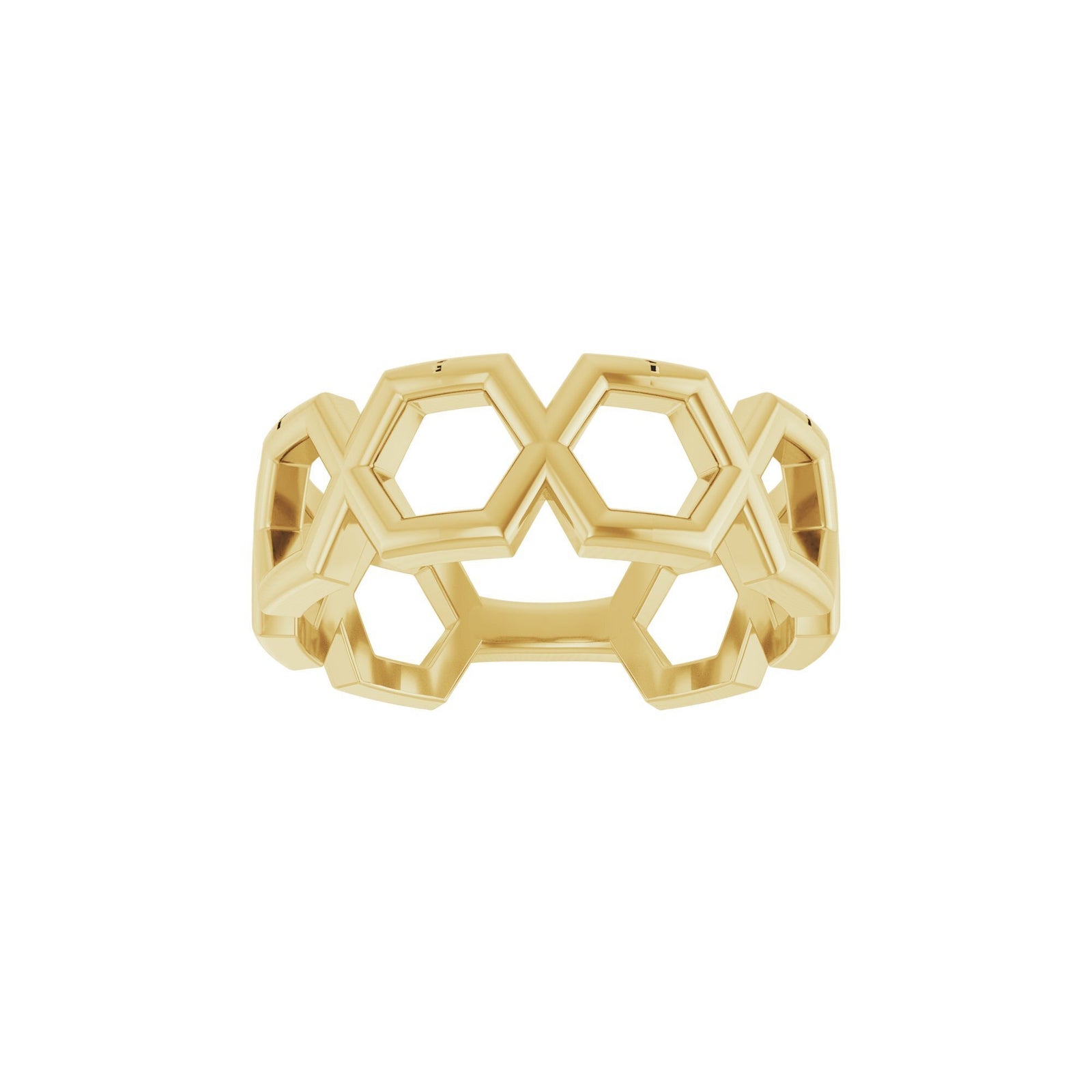 14K Yellow Gold Honeycomb Pattern Ring