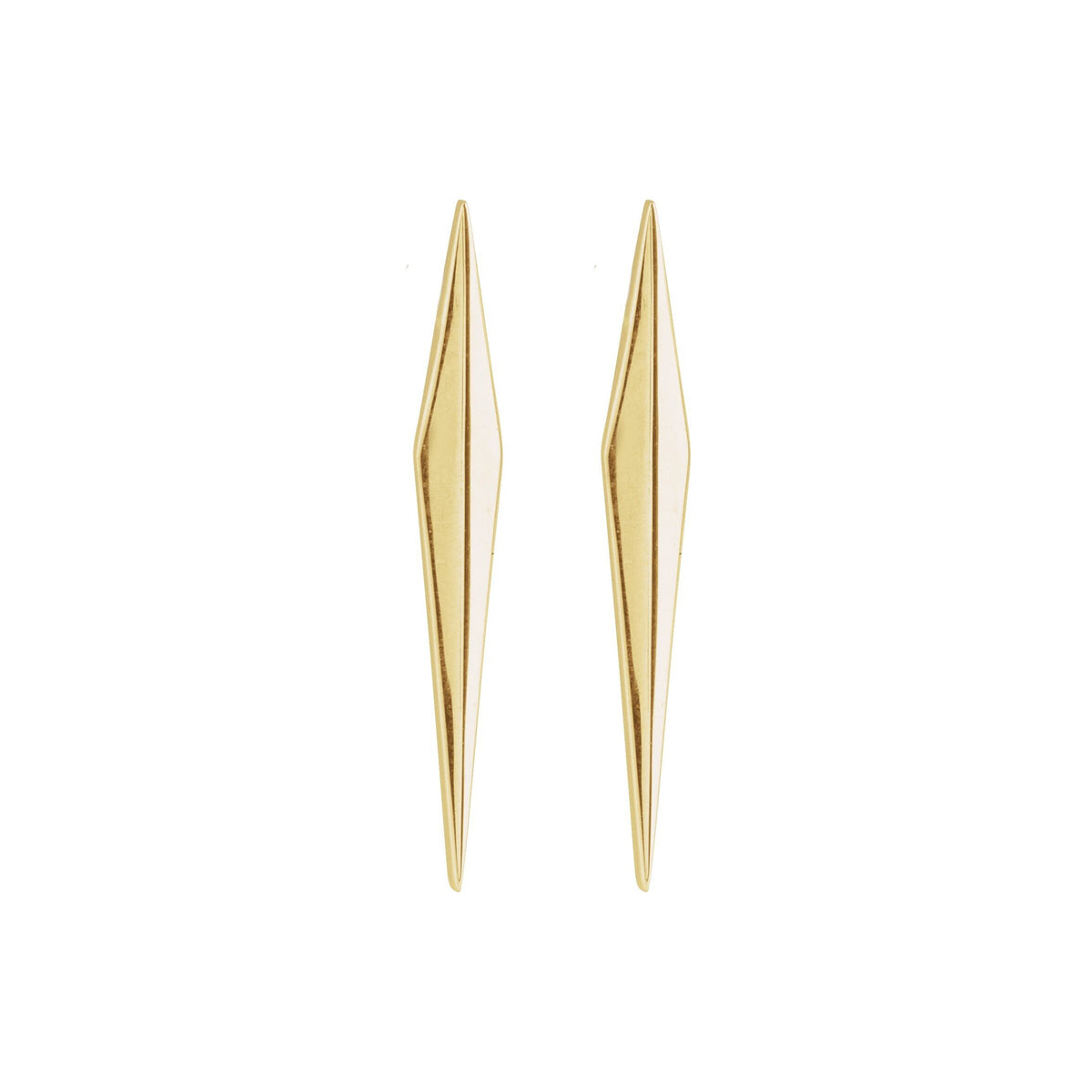 14K Yellow Gold Elongated Spike Studs