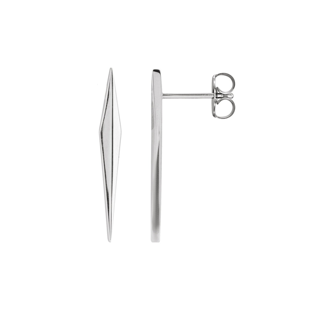 14K White Gold Elongated Spike Studs