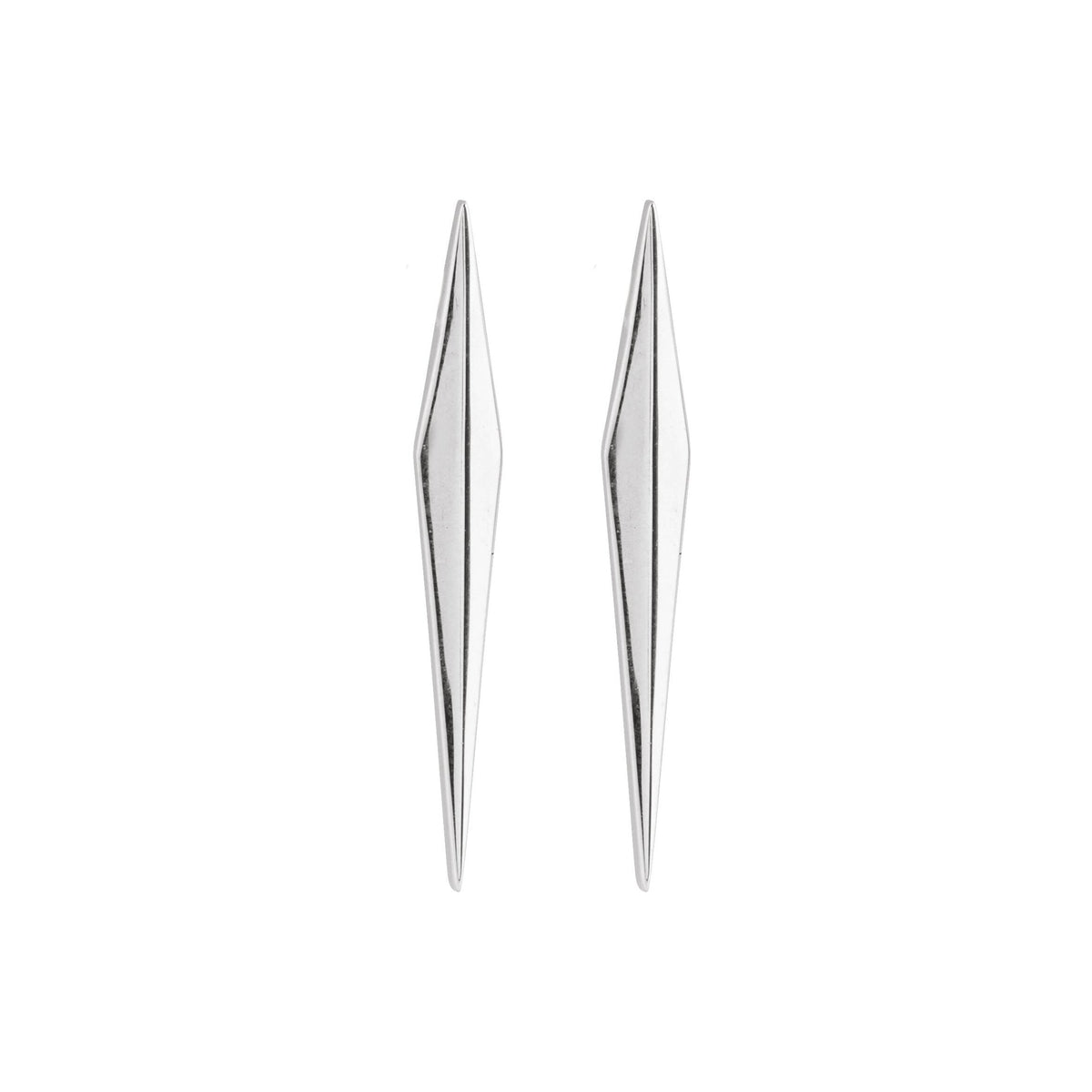 14K White Gold Elongated Spike Studs