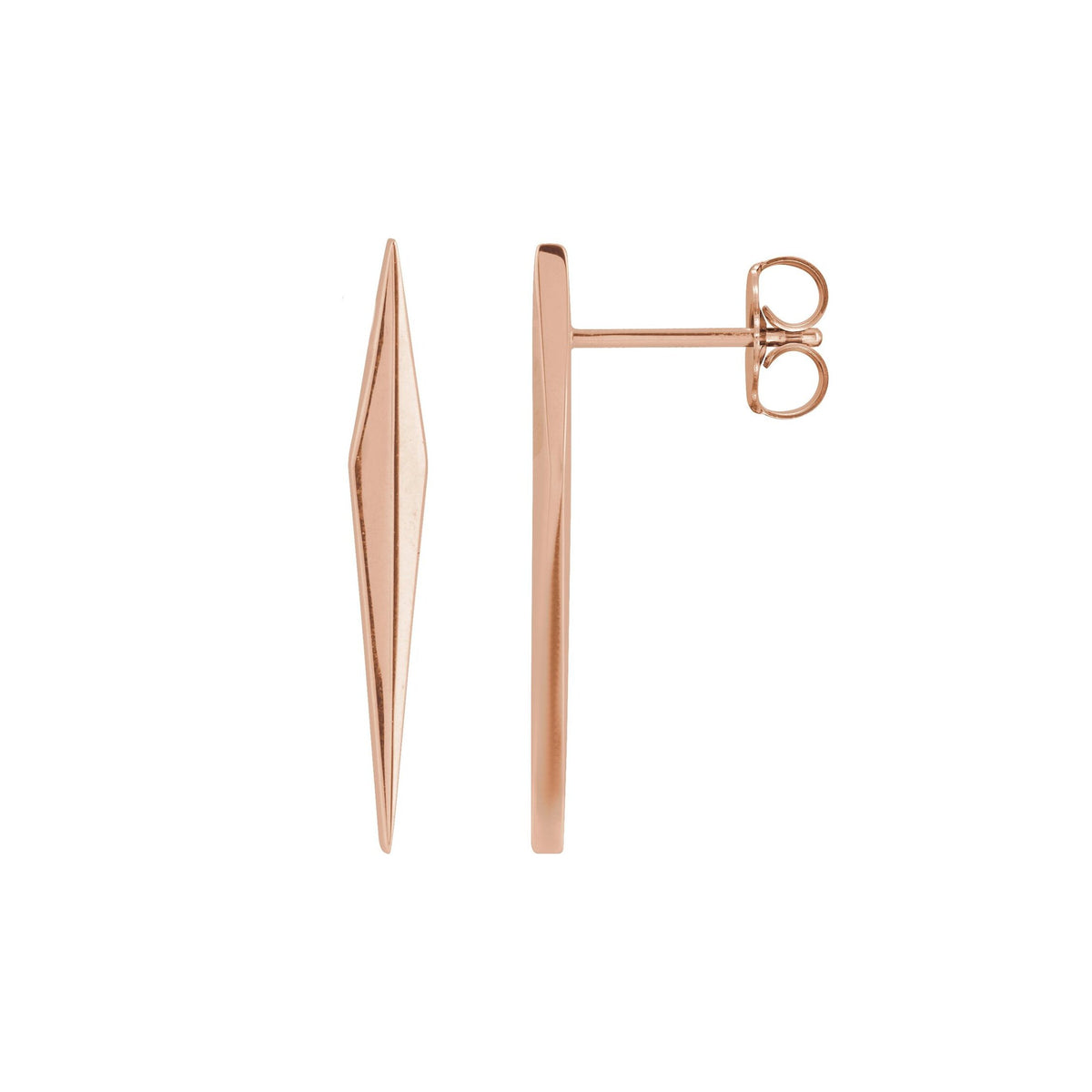 14K Rose Gold Elongated Spike Studs