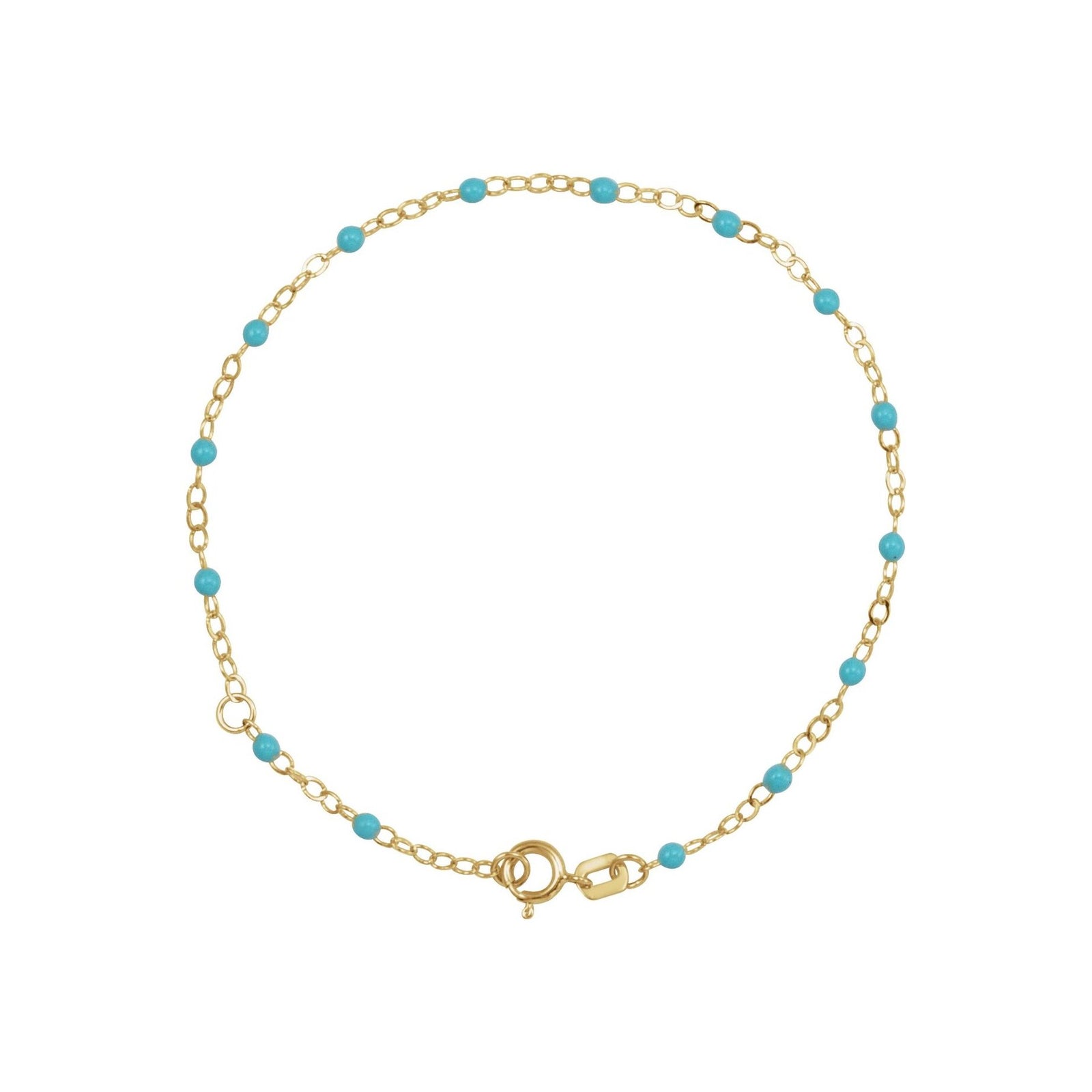14K Yellow Gold Blue Enamel Chain Bracelet