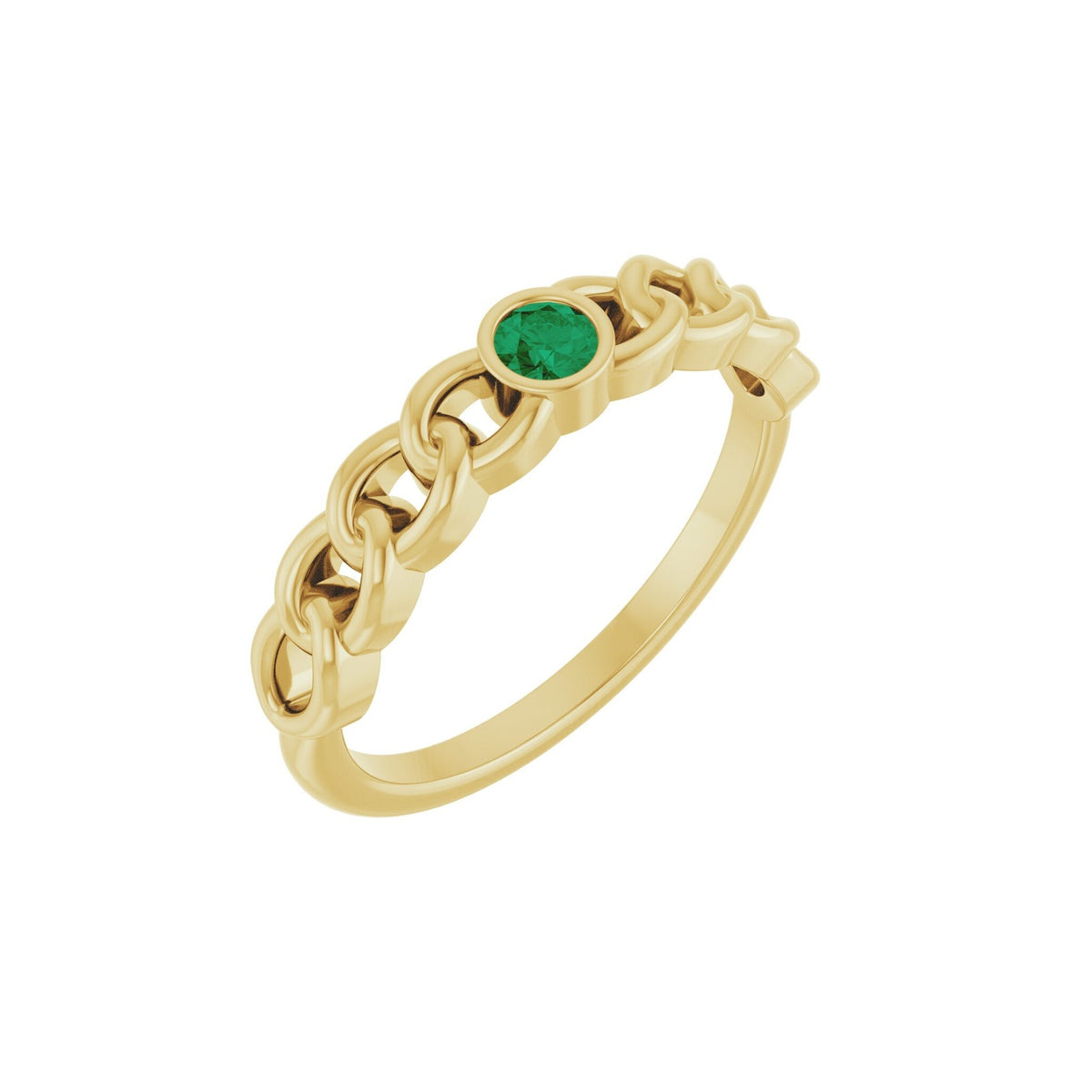 Curb Link Gemstone Ring