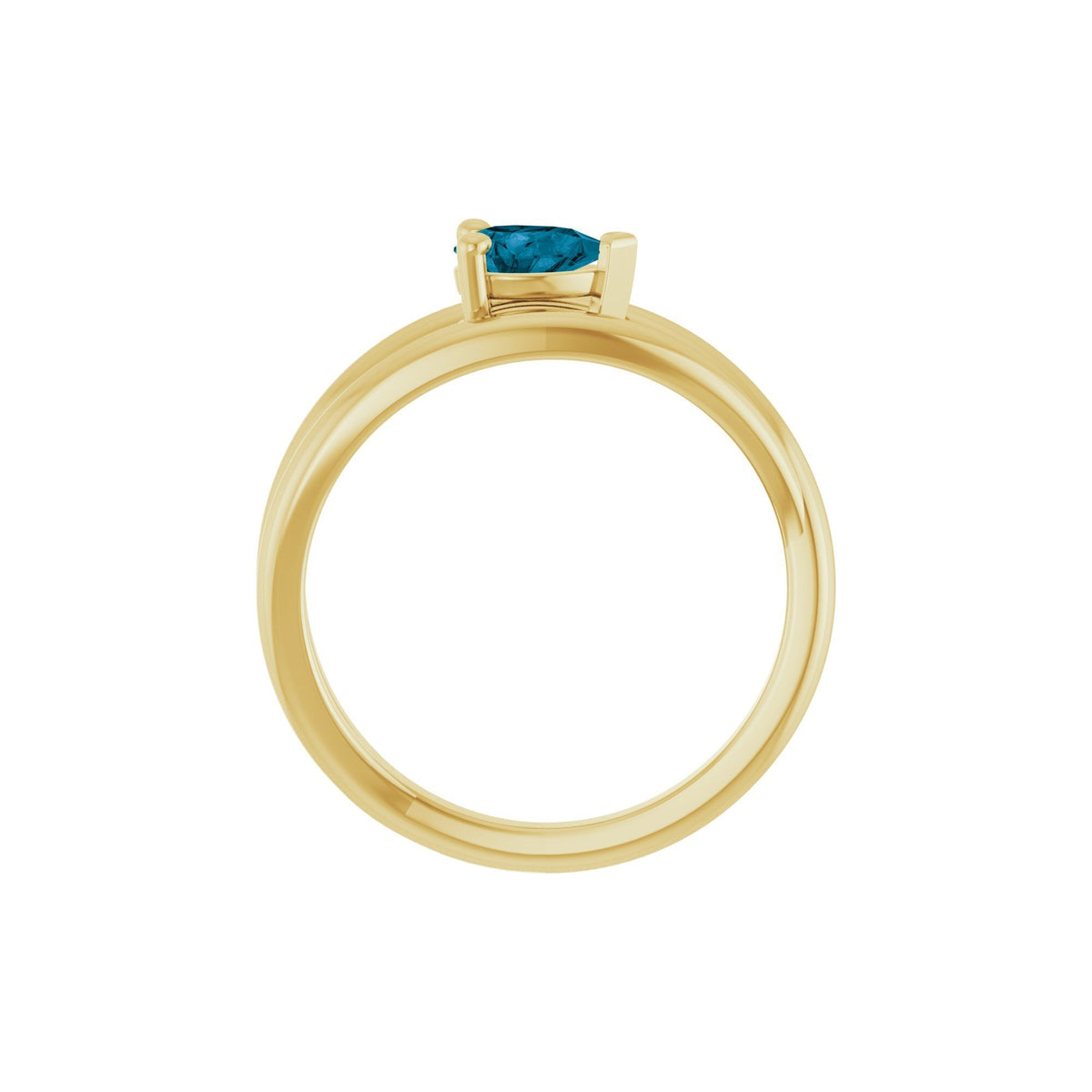 14K Yellow Gold Negative Space Blue Topaz Ring