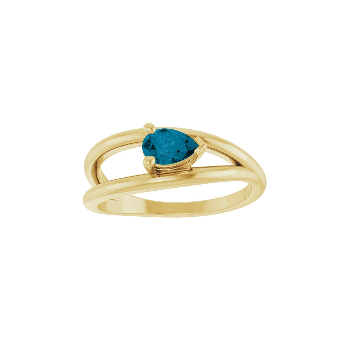 14K Yellow Gold Negative Space Blue Topaz Ring