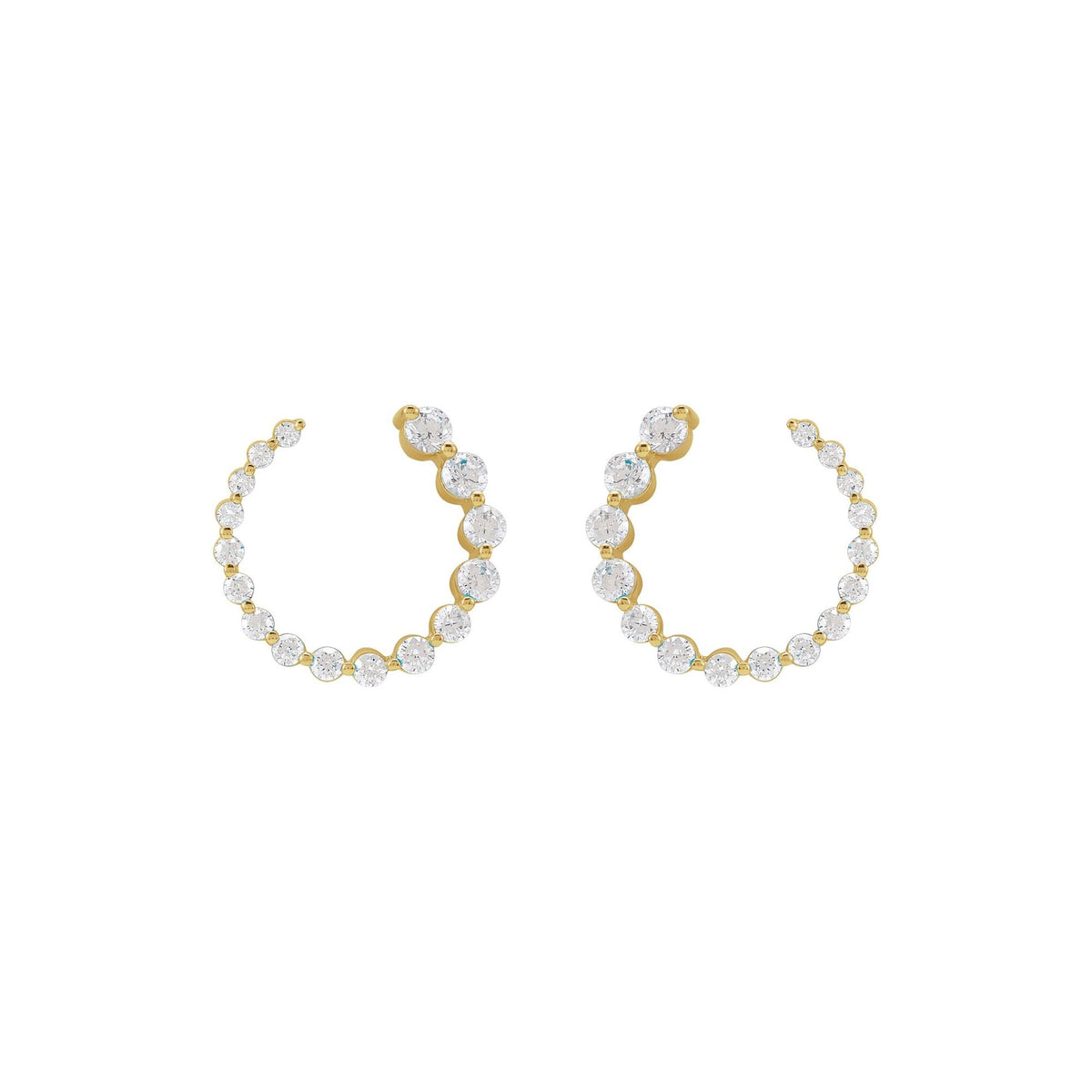 14K Yellow Gold Graduated Front-to-Back Diamond Earrings