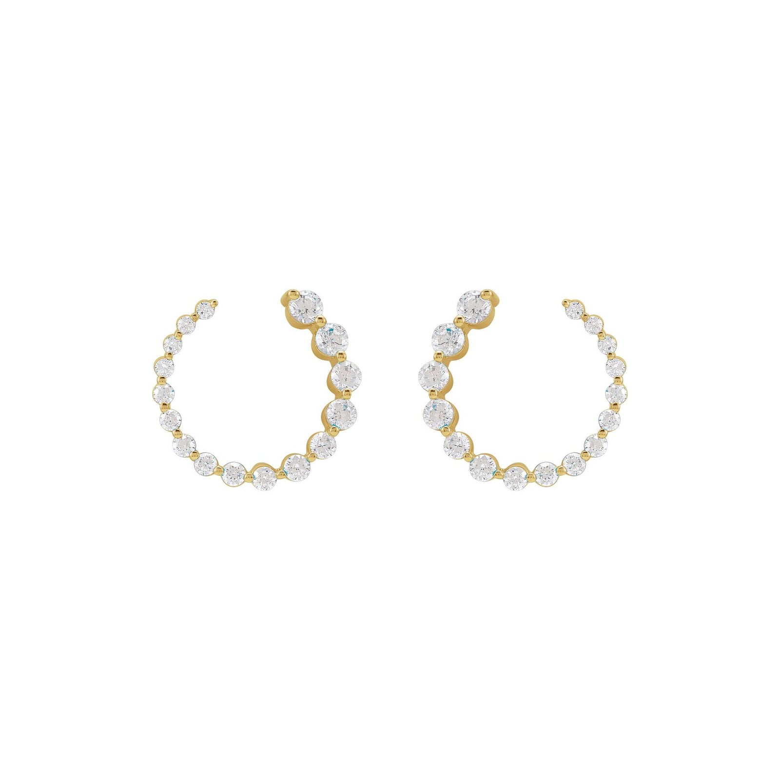 14K Yellow Gold Graduated Front-to-Back Diamond Earrings