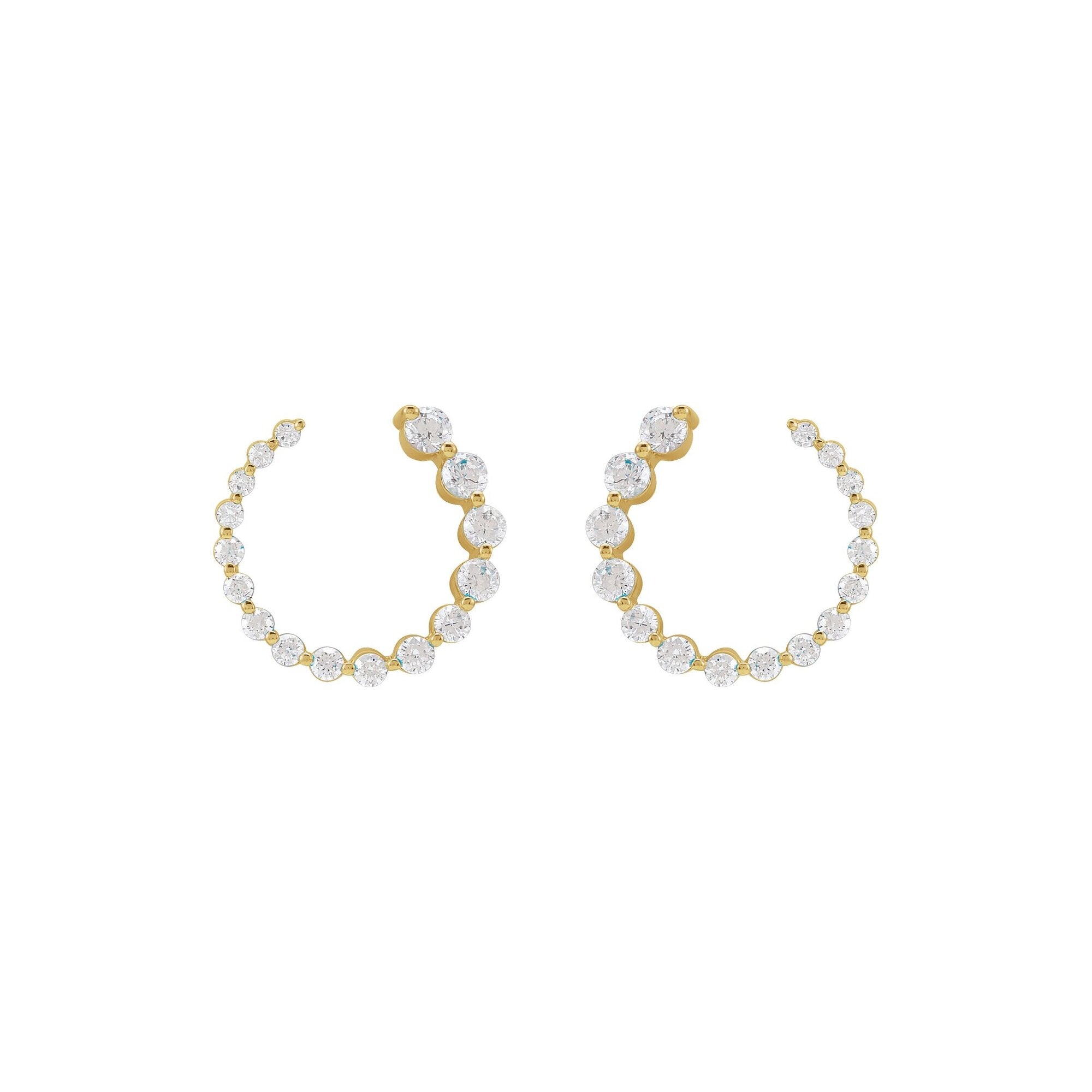 14K Yellow Gold Graduated Front-to-Back Diamond Earrings