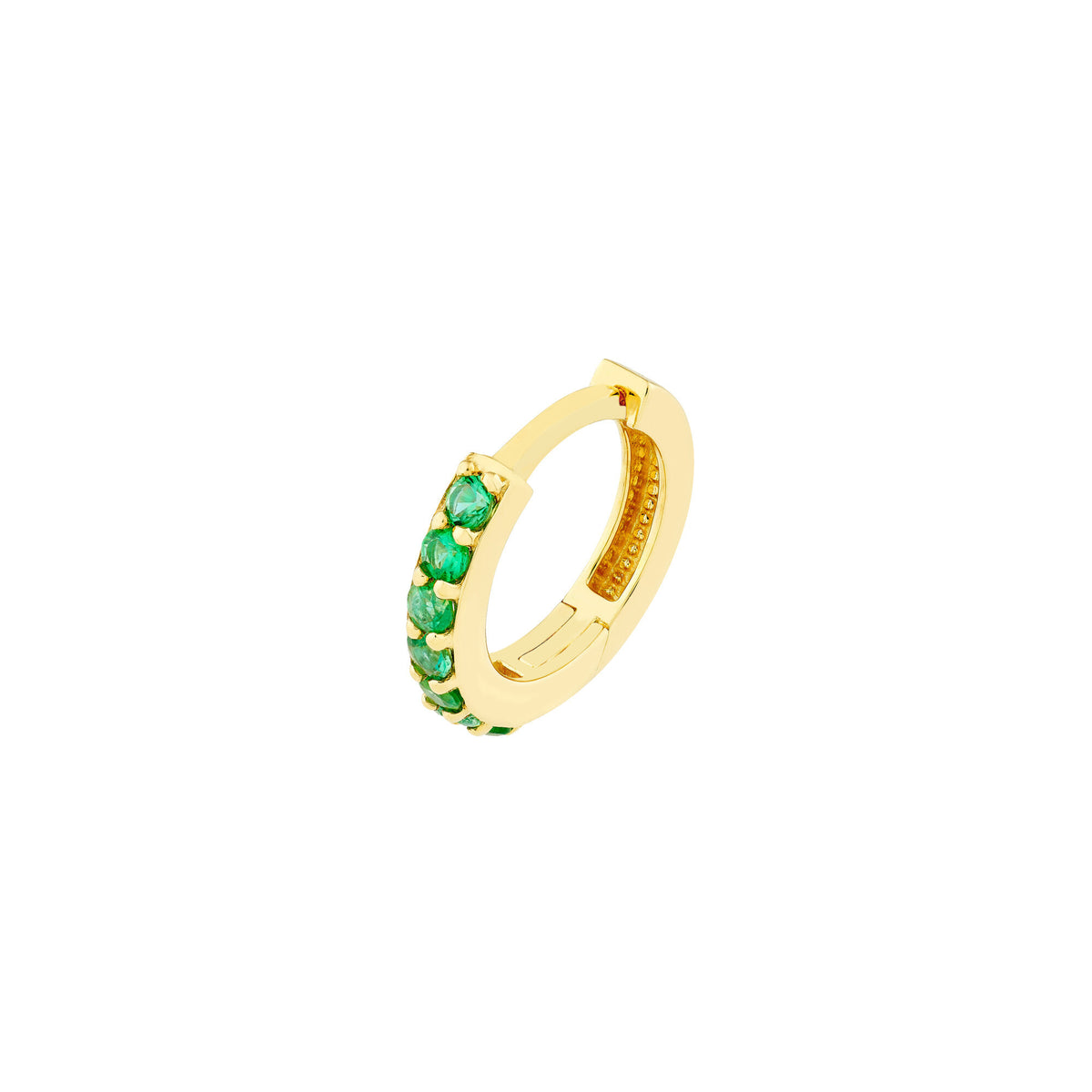 14K Yellow Gold Emerald Huggies