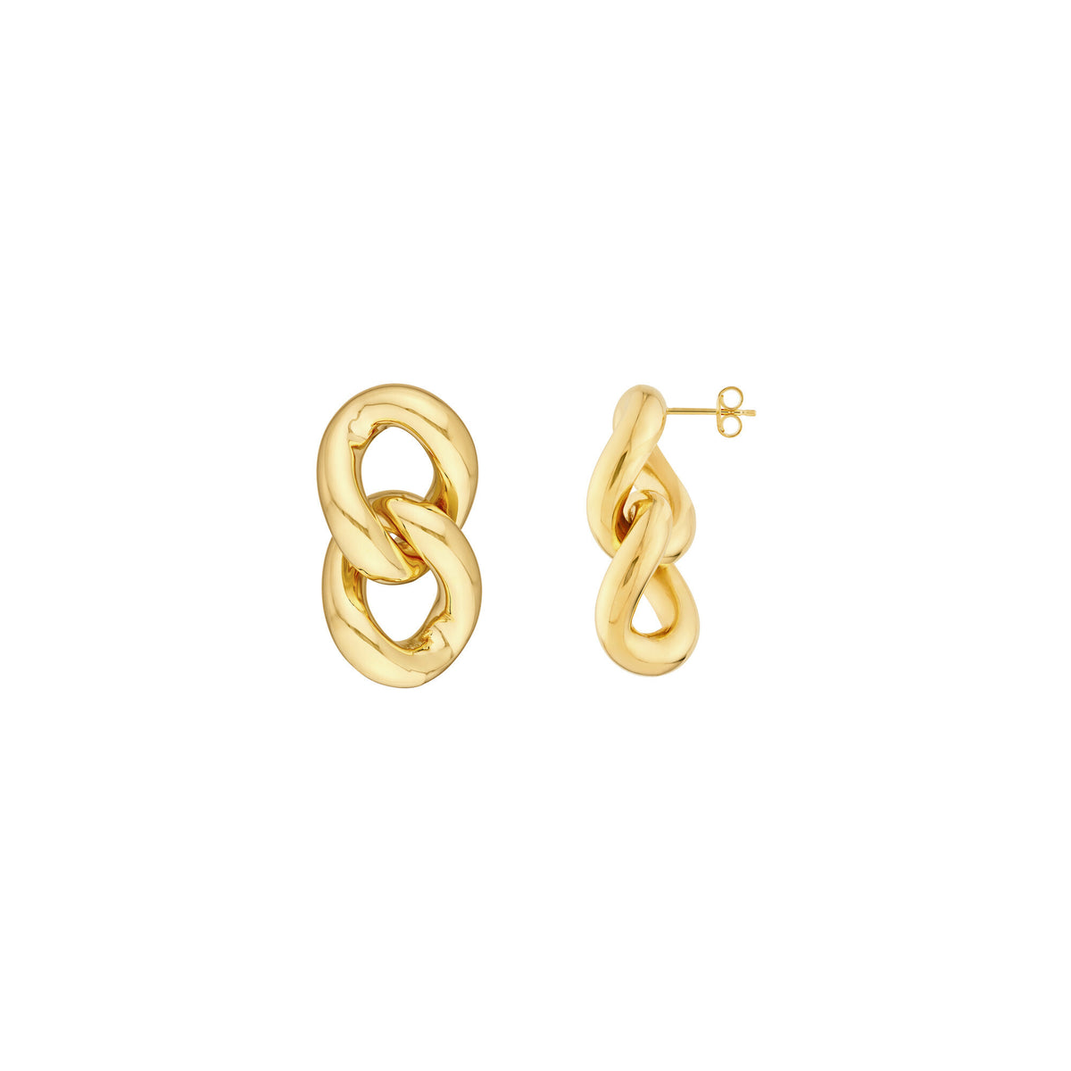 14K Yellow Gold Curb Link Dangle Earrings