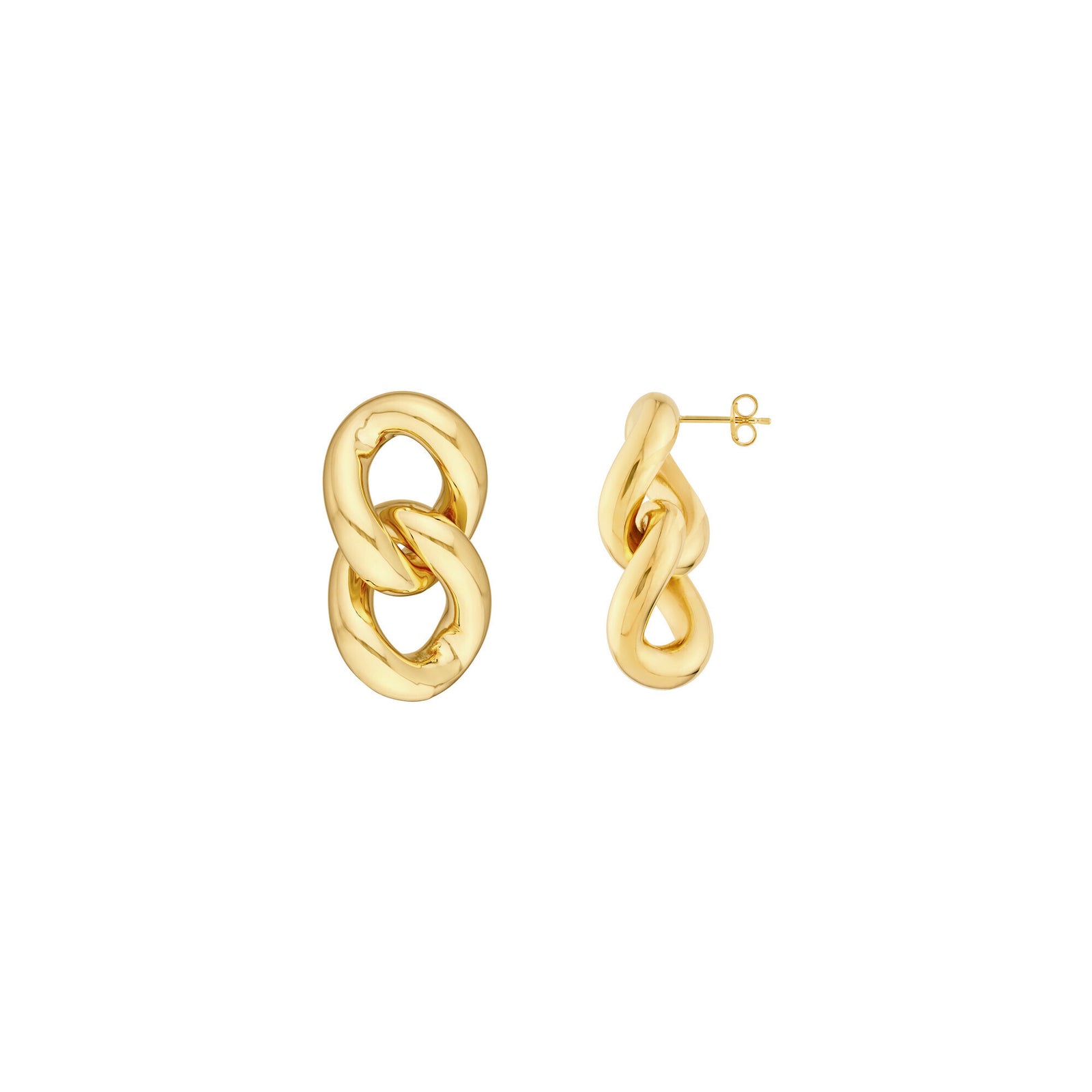 14K Yellow Gold Curb Link Dangle Earrings