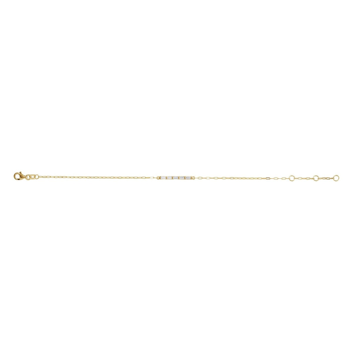 14K Yellow Gold Diamond Baguette Bar Bracelet