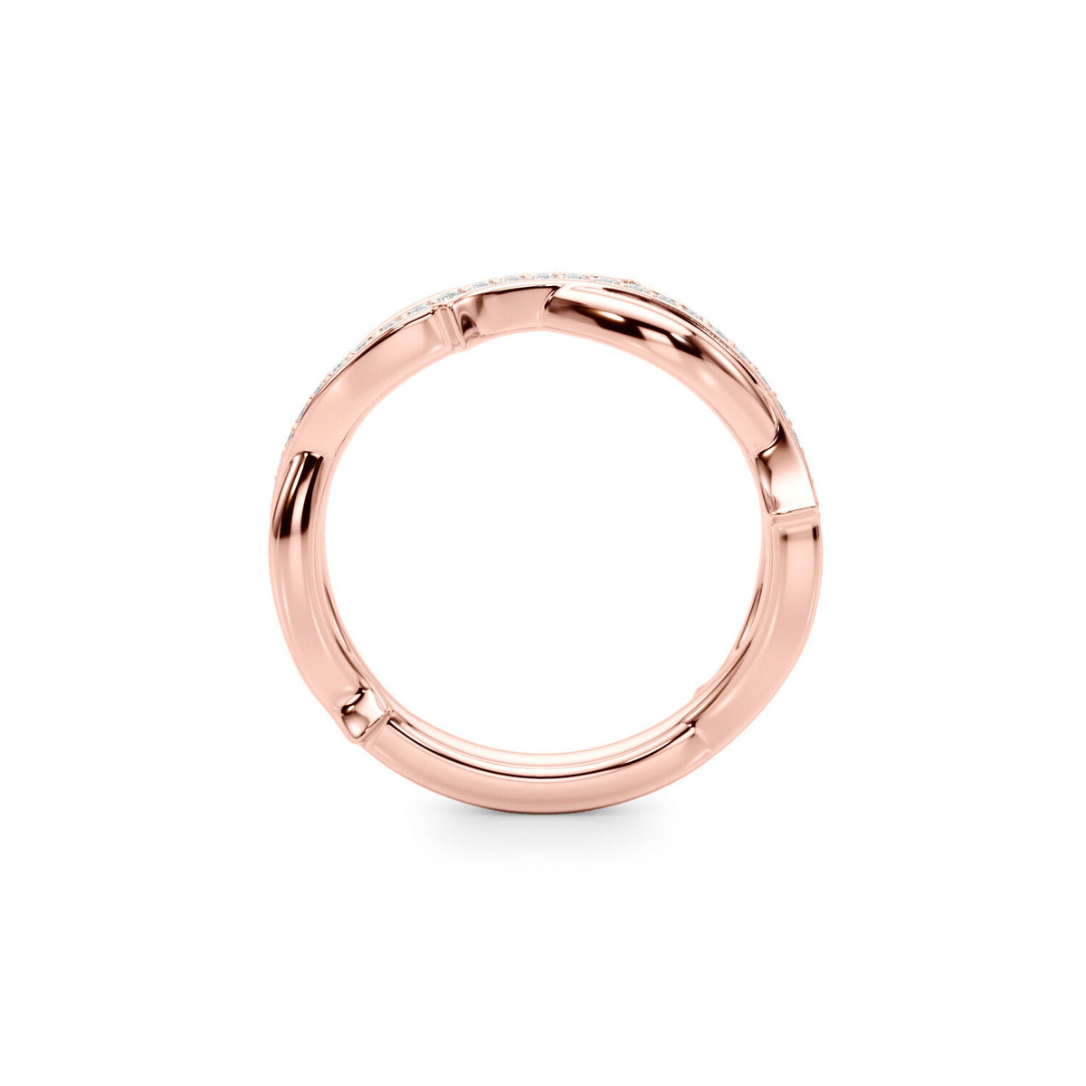 14K Rose Gold Diamond Twisted Thorn Ring