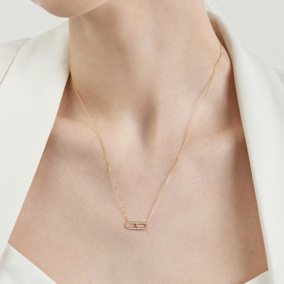 14K yellow gold Single Diamond Paperclip Necklace