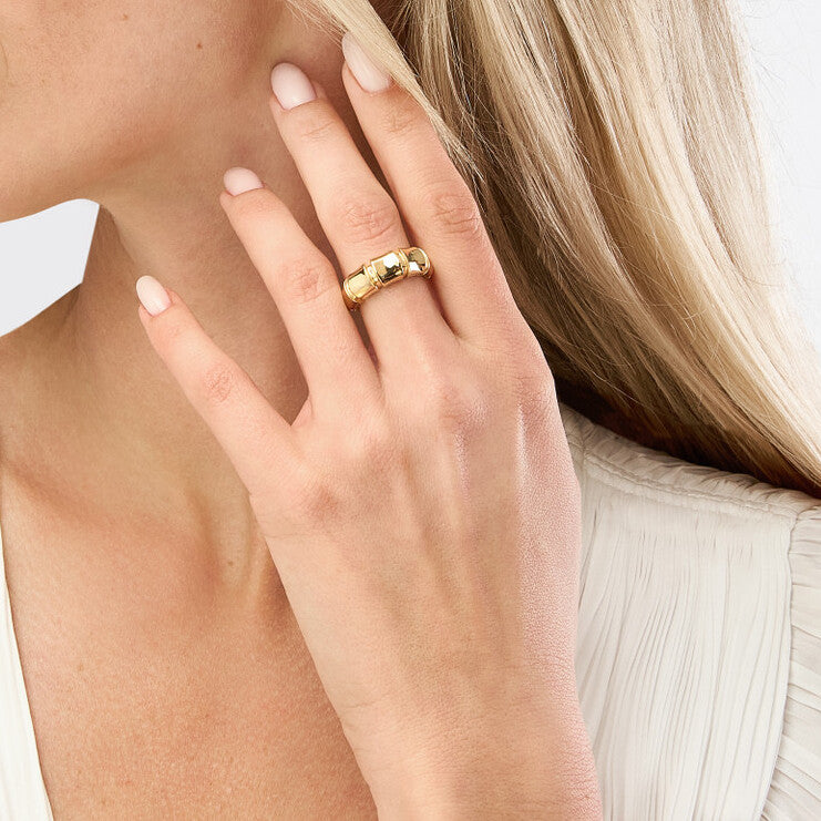 14K Yellow Gold Bamboo Statement Ring